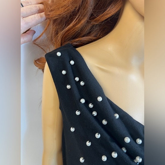 Calvin Klein Pearl Accent Cowl neck Sleeveless Sheath Midi Dress Back size 12 - Picture 3 of 9